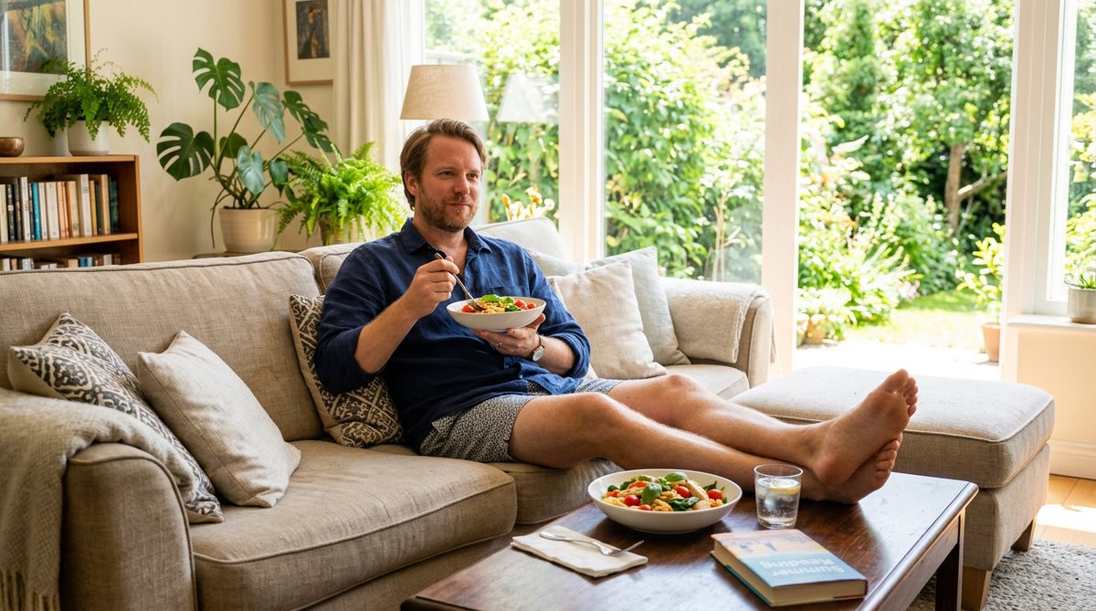 Edibles Wirkung abwarten entspannt auf dem Sofa