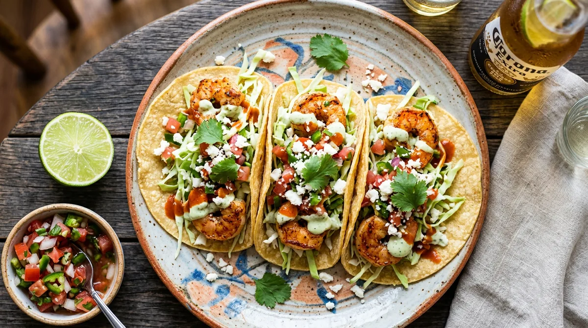 Cannabis Corona Bier-Garnelen Tacos