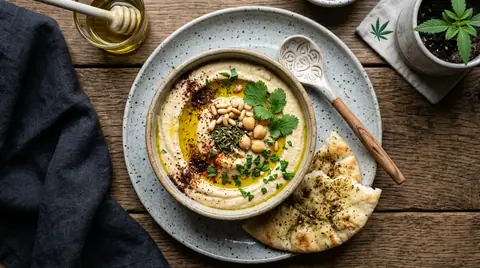 Cannabis-Hummus mit geröstetem Knoblauch