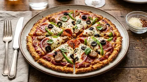 Keto-Cannabis-Pizza mit Blumenkohl-Boden